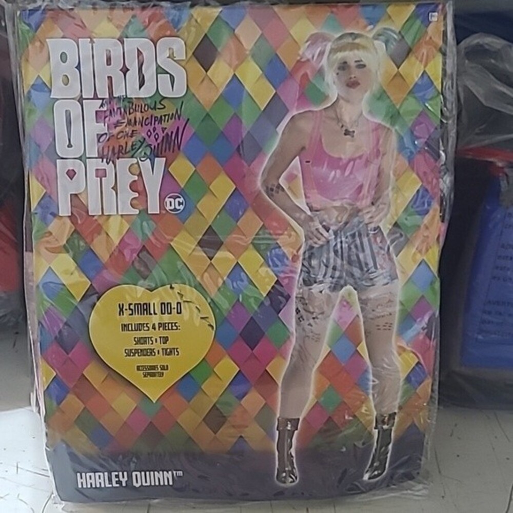 Birds of Prey Harley Quinn Colorful Mayhem Womens Halloween Costume Size XS NEW!